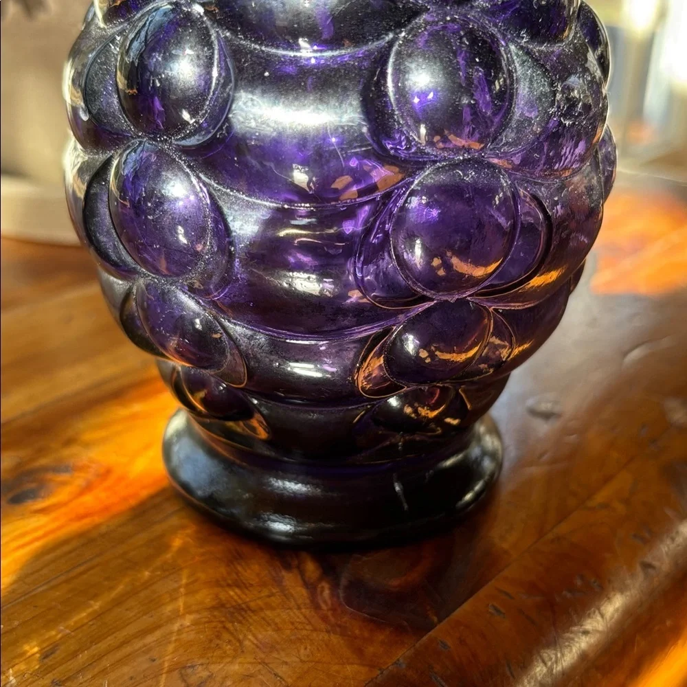 Vintage Weston Black Amethyst Glass Vase